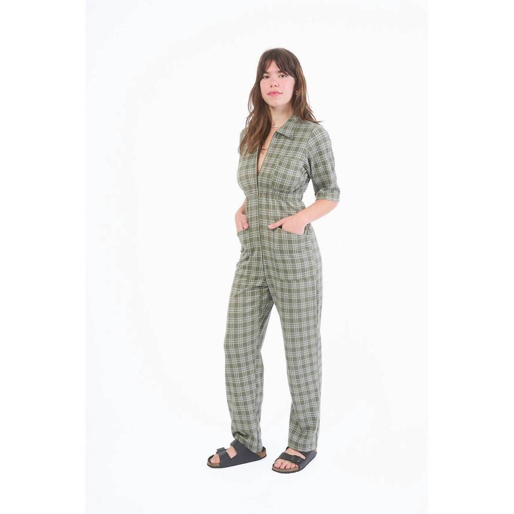 NEW CAMEO olivie plaid unionsuit in green